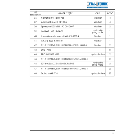 Katalog części zamiennych Włóka łąkowa łamana 8000-3
